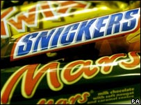 Mars, Snickers and Twix chocolate bars